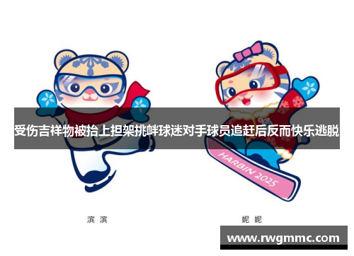 受伤吉祥物被抬上担架挑衅球迷对手球员追赶后反而快乐逃脱